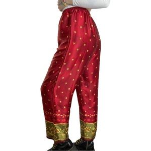 Y2K Red Floral Elastic Pants • Size Medium 🌹✨